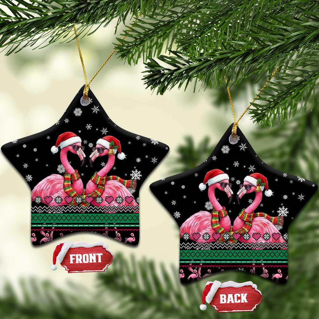 Flamingo Couple Christmas Ceramic Ornament Xmas Holiday Patterns - Wonder Print Shop