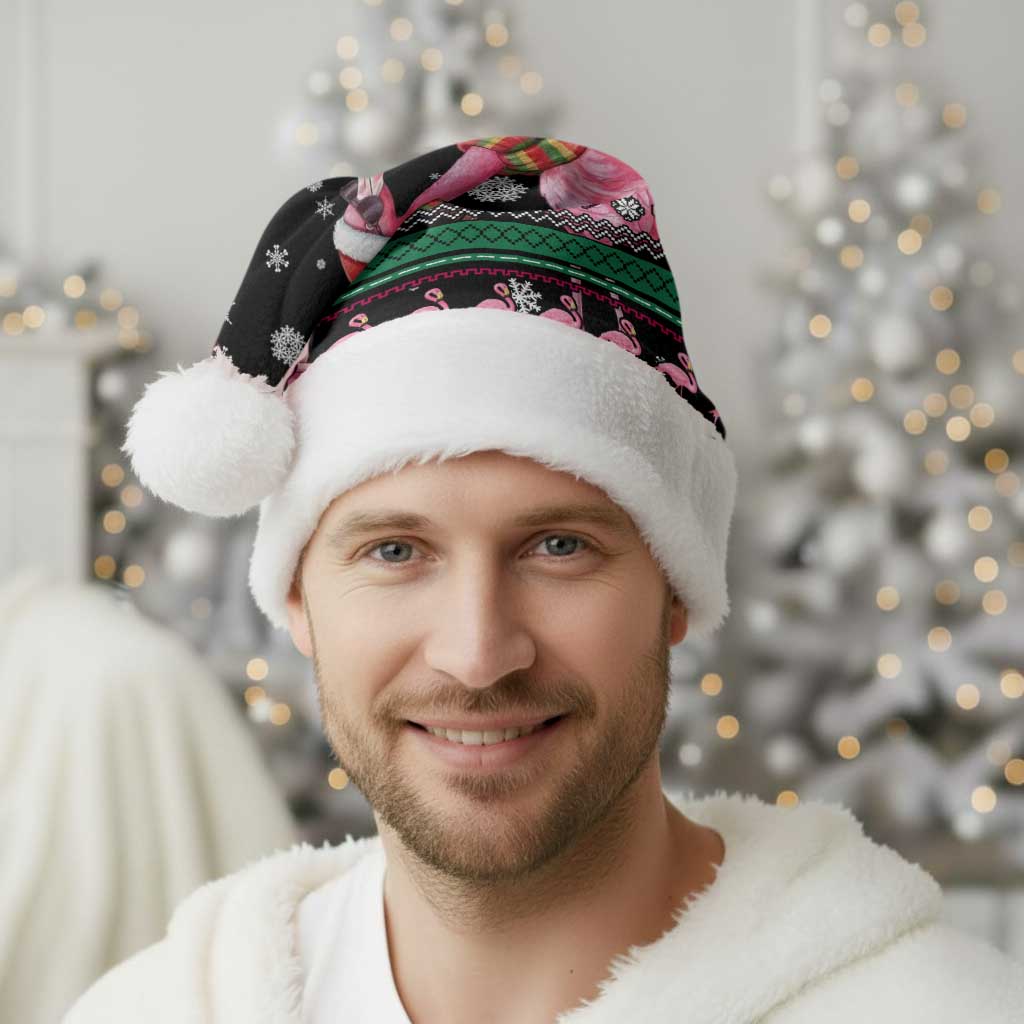 Flamingo Couple Christmas Santa Hat Xmas Holiday Patterns - Wonder Print Shop