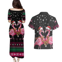 Flamingo Couple Christmas Couples Matching Puletasi and Hawaiian Shirt Xmas Holiday Patterns - Wonder Print Shop