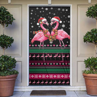 Flamingo Couple Christmas Door Cover Xmas Holiday Patterns - Wonder Print Shop