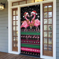 Flamingo Couple Christmas Door Cover Xmas Holiday Patterns - Wonder Print Shop