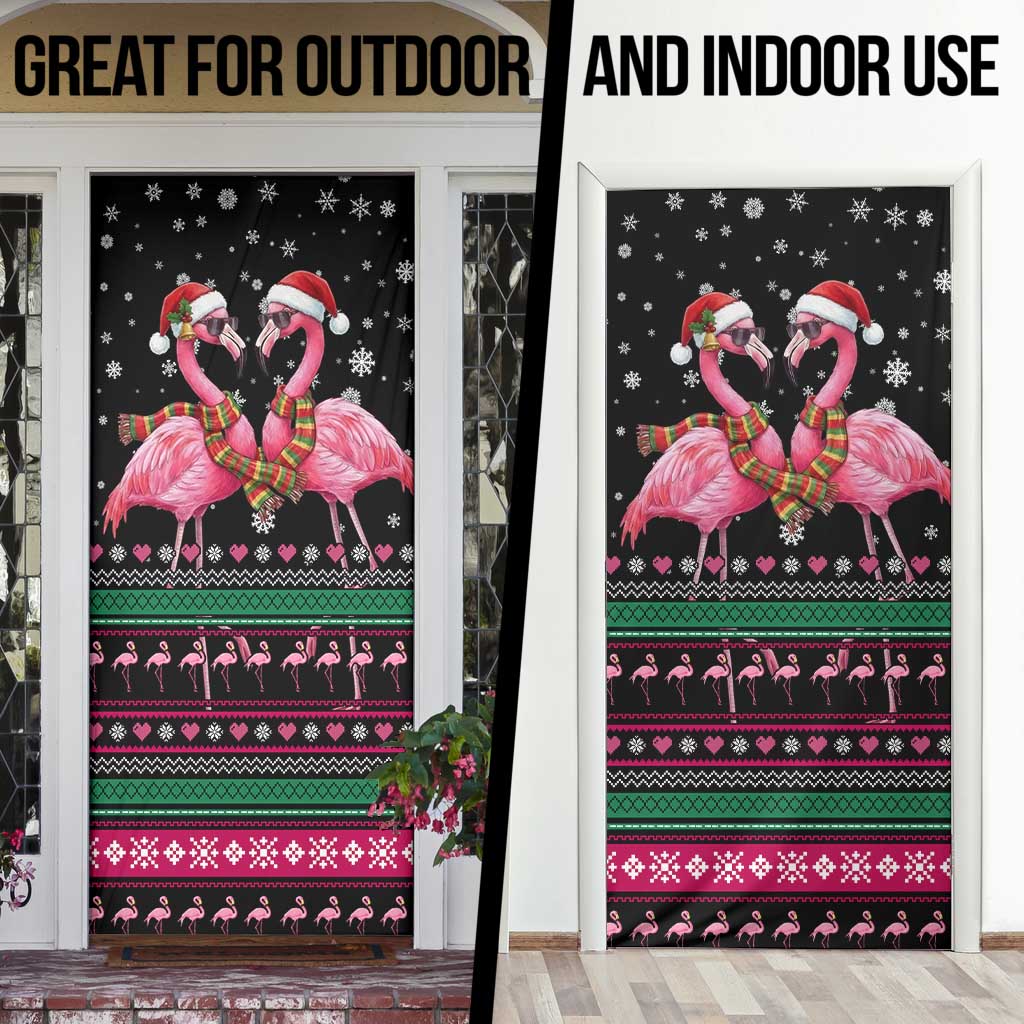 Flamingo Couple Christmas Door Cover Xmas Holiday Patterns - Wonder Print Shop