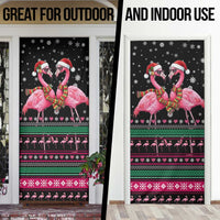 Flamingo Couple Christmas Door Cover Xmas Holiday Patterns - Wonder Print Shop