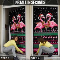 Flamingo Couple Christmas Door Cover Xmas Holiday Patterns - Wonder Print Shop
