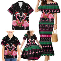 Flamingo Couple Christmas Family Matching Mermaid Dress and Hawaiian Shirt Xmas Holiday Patterns - Wonder Print Shop