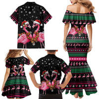 Flamingo Couple Christmas Family Matching Mermaid Dress and Hawaiian Shirt Xmas Holiday Patterns - Wonder Print Shop