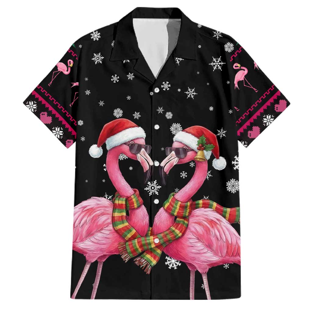 Flamingo Couple Christmas Family Matching Mermaid Dress and Hawaiian Shirt Xmas Holiday Patterns - Wonder Print Shop