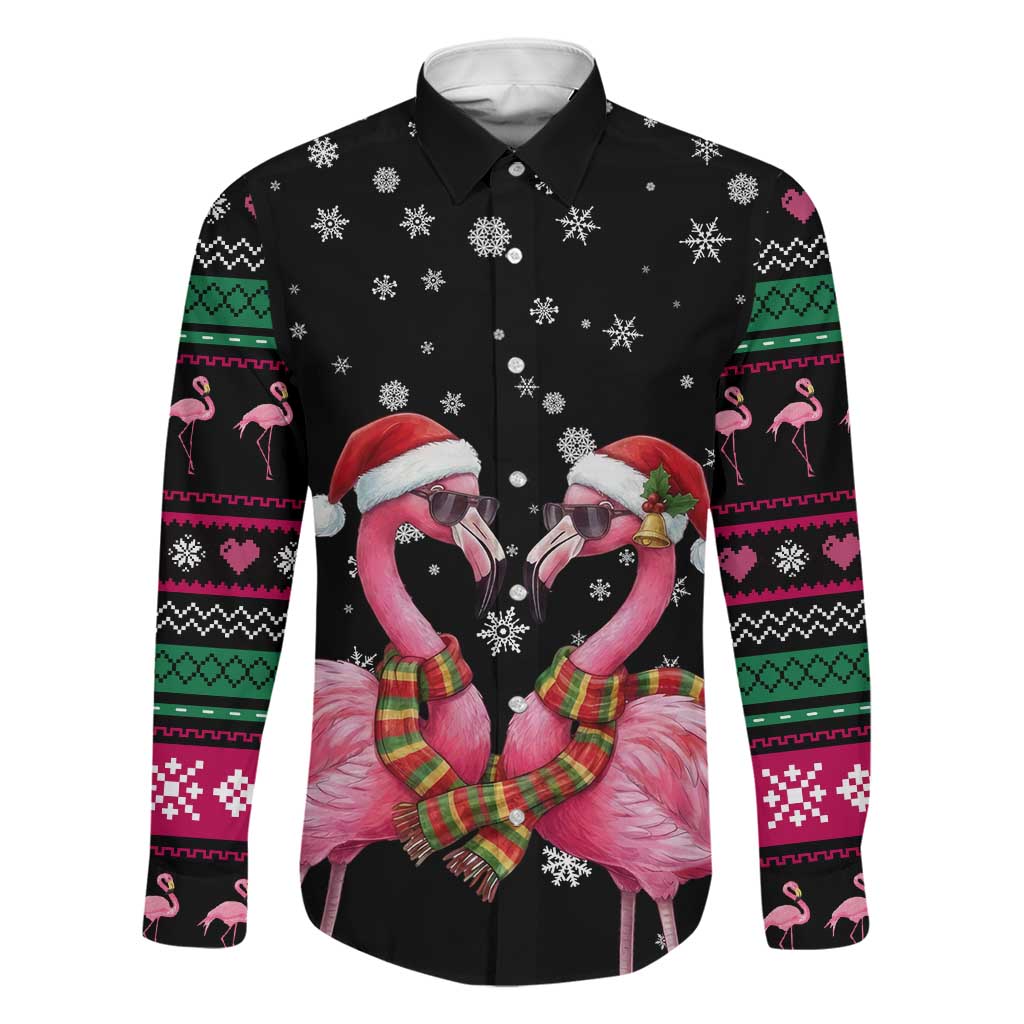 Flamingo Couple Christmas Family Matching Mermaid Dress and Hawaiian Shirt Xmas Holiday Patterns - Wonder Print Shop