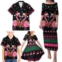 Flamingo Couple Christmas Family Matching Puletasi and Hawaiian Shirt Xmas Holiday Patterns - Wonder Print Shop