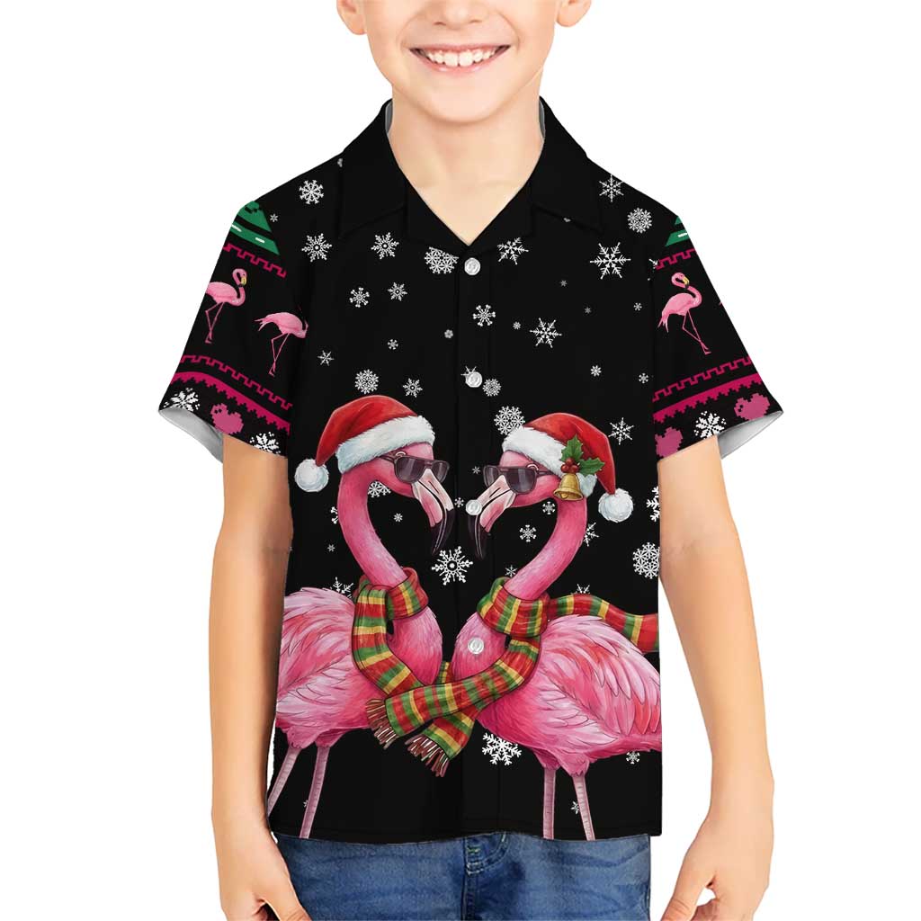 Flamingo Couple Christmas Family Matching Puletasi and Hawaiian Shirt Xmas Holiday Patterns - Wonder Print Shop
