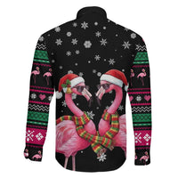 Flamingo Couple Christmas Family Matching Short Sleeve Bodycon Dress and Hawaiian Shirt Xmas Holiday Patterns - Wonder Print Shop