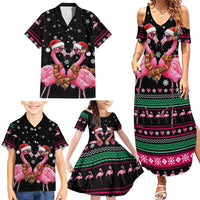 Flamingo Couple Christmas Family Matching Summer Maxi Dress and Hawaiian Shirt Xmas Holiday Patterns - Wonder Print Shop