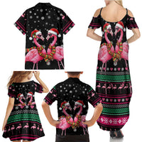 Flamingo Couple Christmas Family Matching Summer Maxi Dress and Hawaiian Shirt Xmas Holiday Patterns - Wonder Print Shop