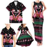 Flamingo Couple Christmas Family Matching Tank Maxi Dress and Hawaiian Shirt Xmas Holiday Patterns - Wonder Print Shop