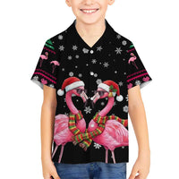 Flamingo Couple Christmas Family Matching Tank Maxi Dress and Hawaiian Shirt Xmas Holiday Patterns - Wonder Print Shop