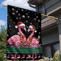 Flamingo Couple Christmas Garden Flag Xmas Holiday Patterns - Wonder Print Shop