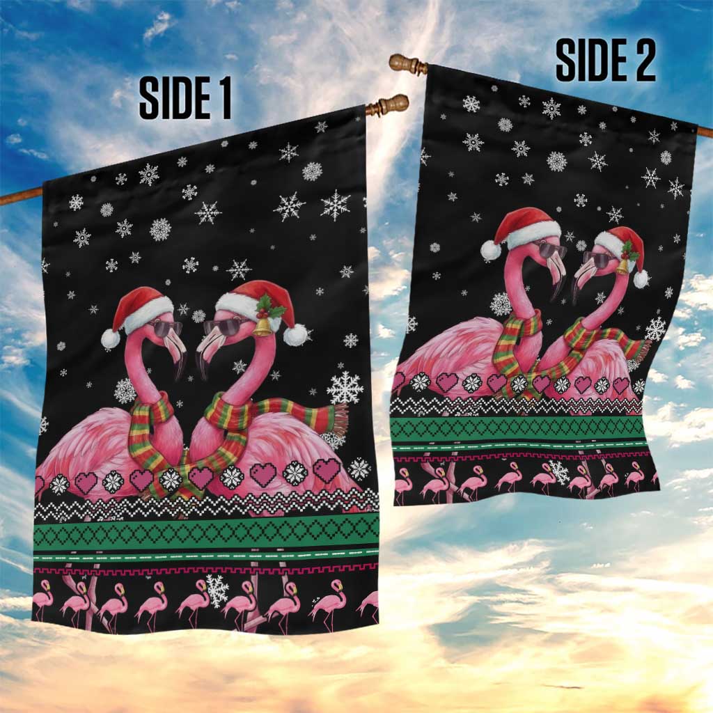 Flamingo Couple Christmas Garden Flag Xmas Holiday Patterns - Wonder Print Shop