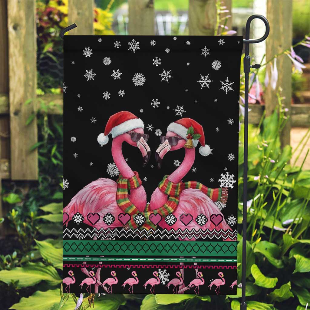 Flamingo Couple Christmas Garden Flag Xmas Holiday Patterns - Wonder Print Shop