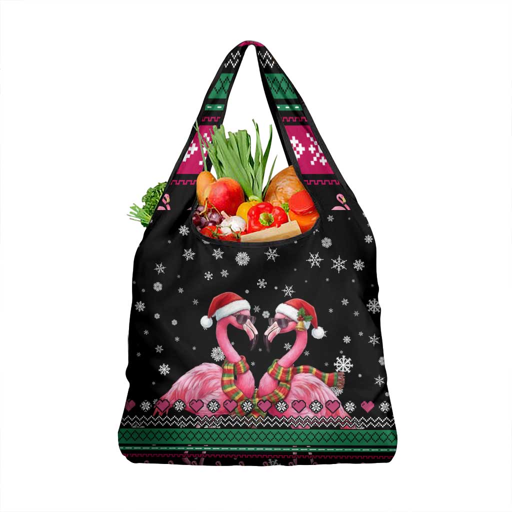 Flamingo Couple Christmas Grocery Bag Xmas Holiday Patterns - Wonder Print Shop