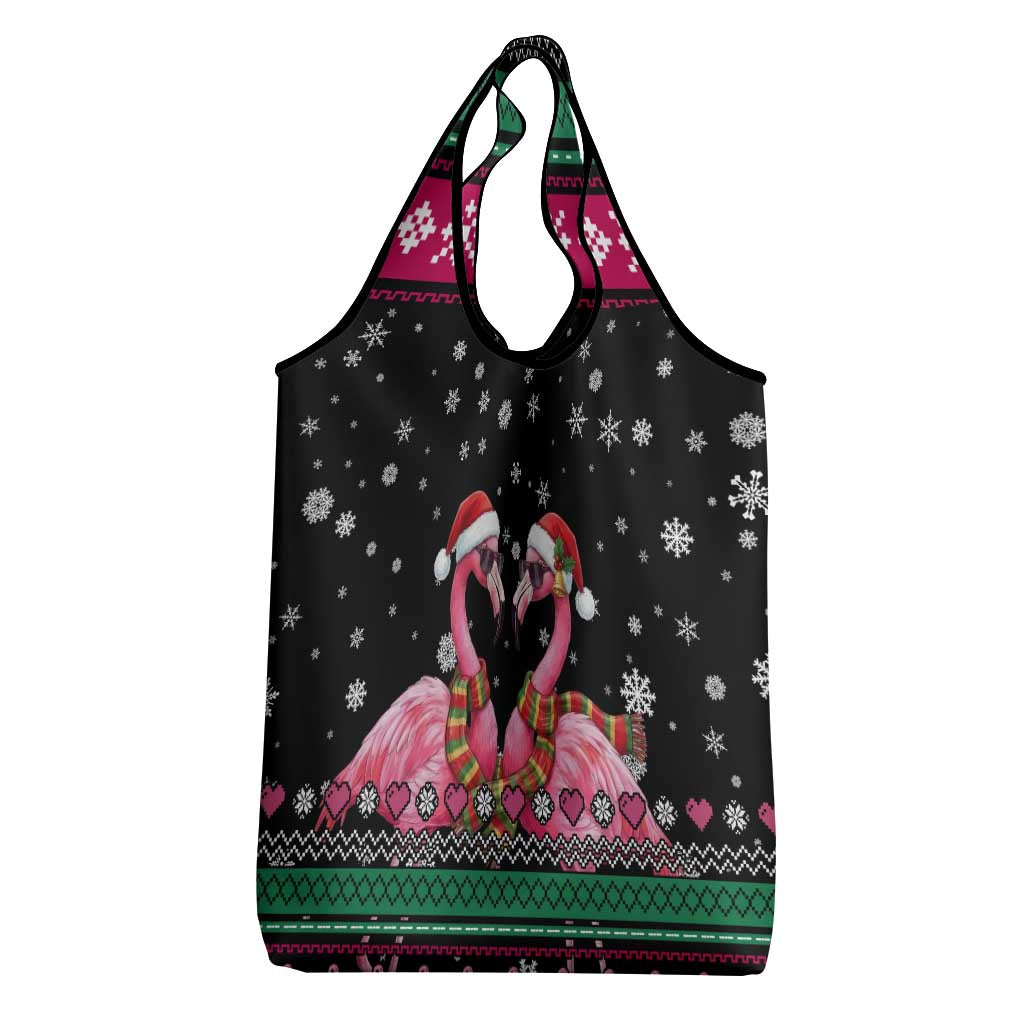 Flamingo Couple Christmas Grocery Bag Xmas Holiday Patterns - Wonder Print Shop