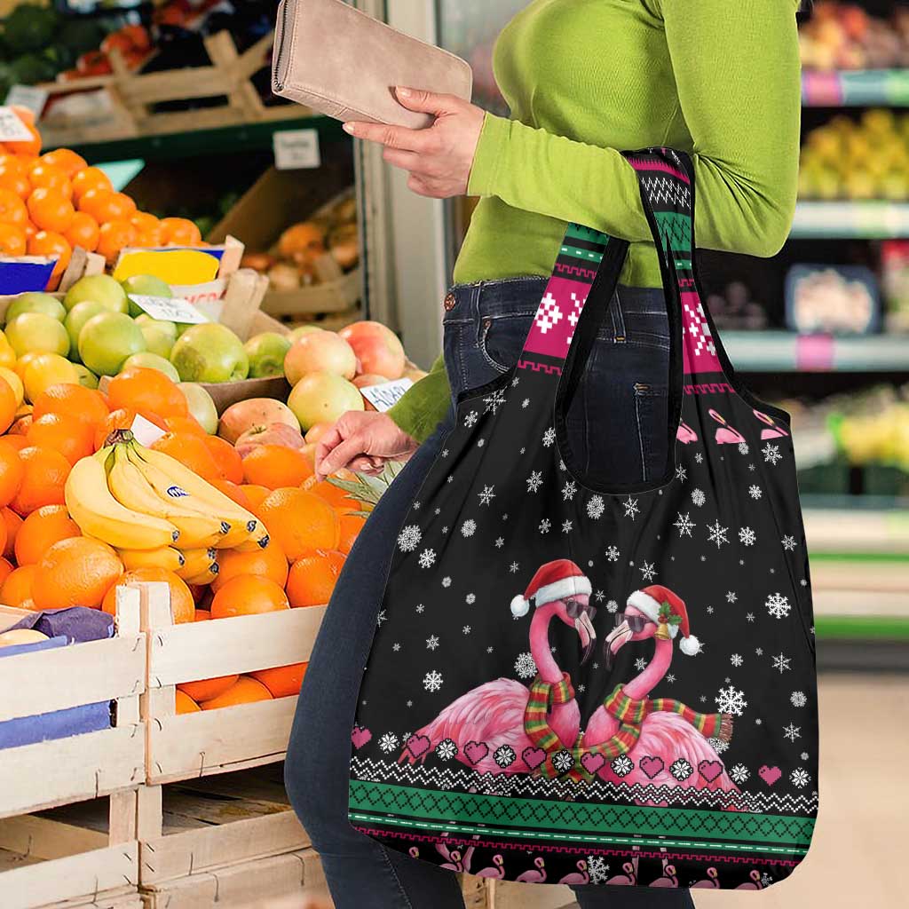 Flamingo Couple Christmas Grocery Bag Xmas Holiday Patterns - Wonder Print Shop
