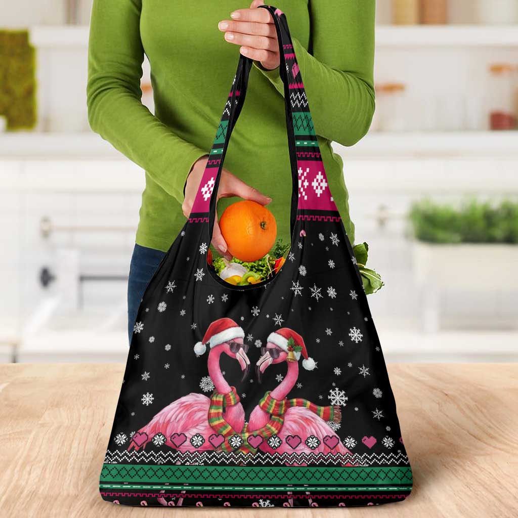 Flamingo Couple Christmas Grocery Bag Xmas Holiday Patterns - Wonder Print Shop