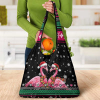 Flamingo Couple Christmas Grocery Bag Xmas Holiday Patterns - Wonder Print Shop