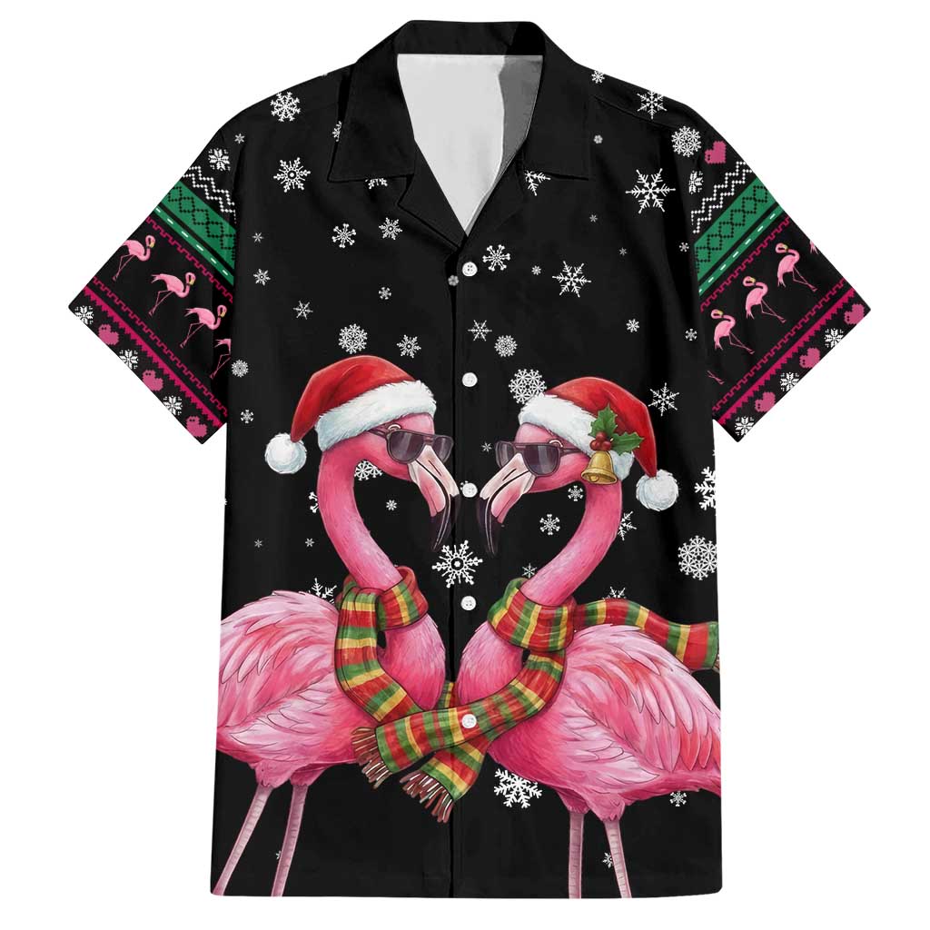 Flamingo Couple Christmas Hawaiian Shirt Xmas Holiday Patterns - Wonder Print Shop