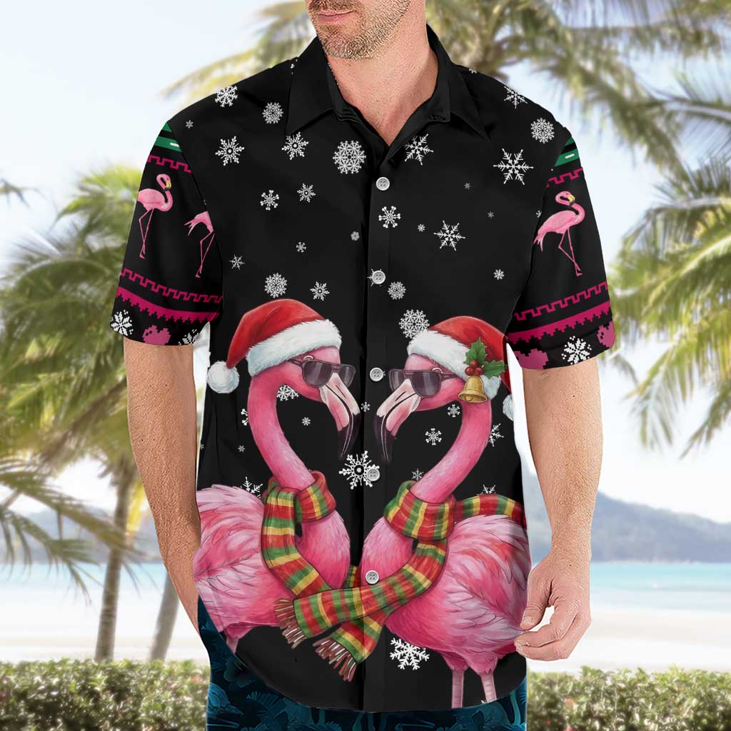 Flamingo Couple Christmas Hawaiian Shirt Xmas Holiday Patterns - Wonder Print Shop