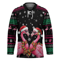 Flamingo Couple Christmas Hockey Jersey Xmas Holiday Patterns - Wonder Print Shop