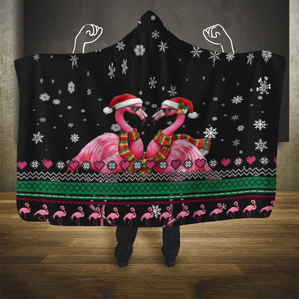 Flamingo Couple Christmas Hooded Blanket Xmas Holiday Patterns - Wonder Print Shop