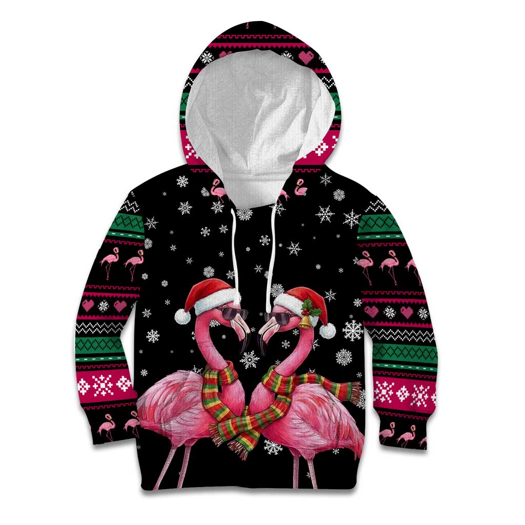 Flamingo Couple Christmas Kid Hoodie Xmas Holiday Patterns - Wonder Print Shop