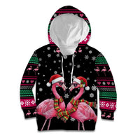 Flamingo Couple Christmas Kid Hoodie Xmas Holiday Patterns - Wonder Print Shop