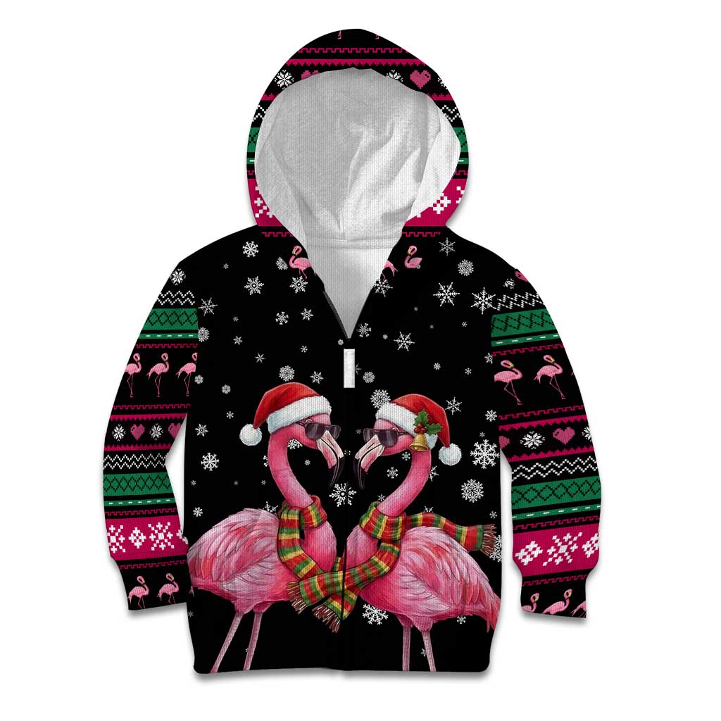 Flamingo Couple Christmas Kid Hoodie Xmas Holiday Patterns - Wonder Print Shop