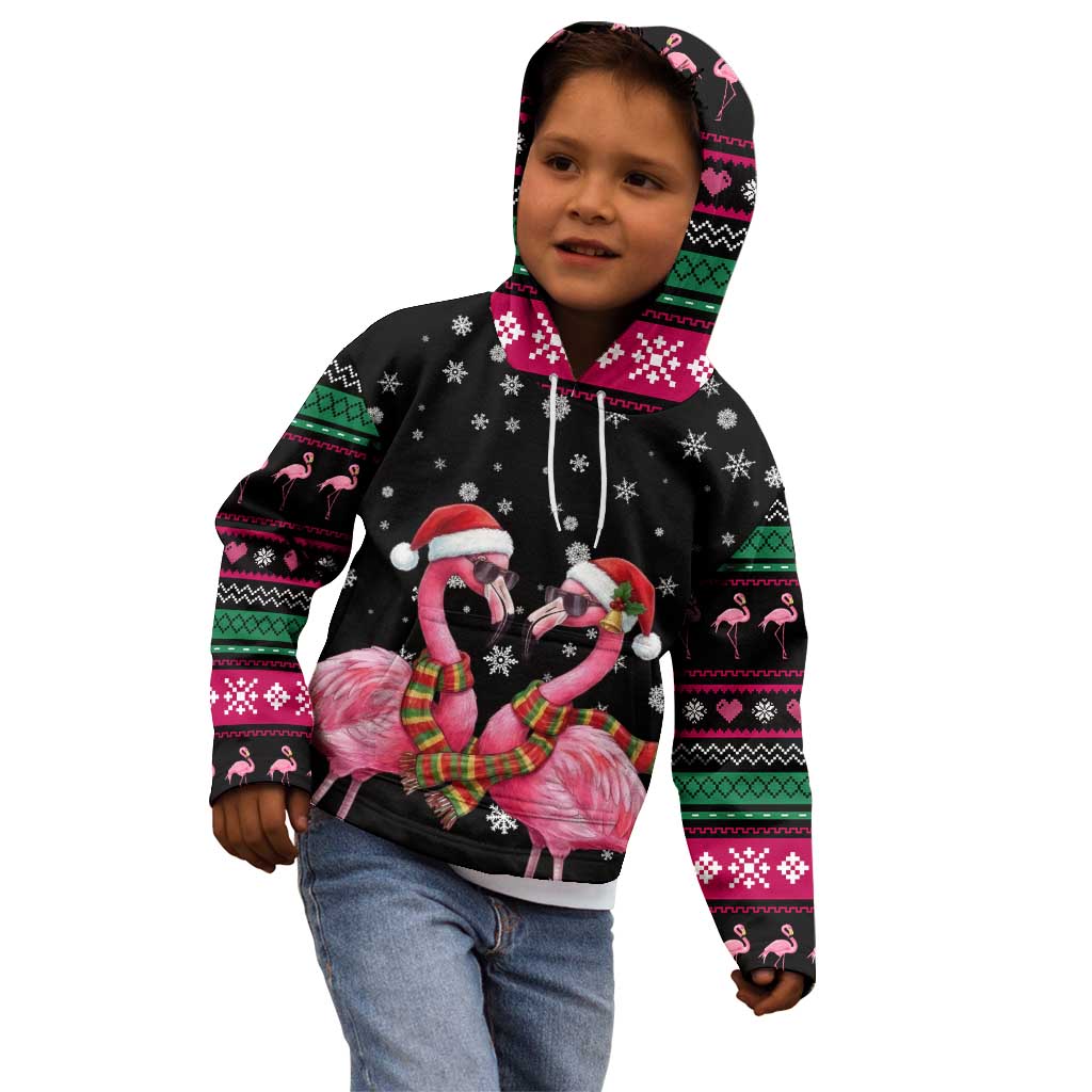 Flamingo Couple Christmas Kid Hoodie Xmas Holiday Patterns - Wonder Print Shop