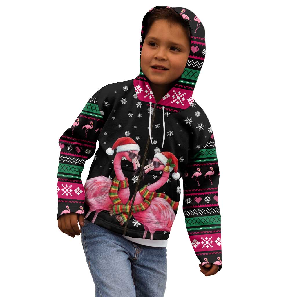 Flamingo Couple Christmas Kid Hoodie Xmas Holiday Patterns - Wonder Print Shop