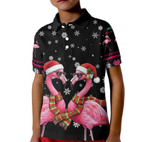 Flamingo Couple Christmas Kid Polo Shirt Xmas Holiday Patterns - Wonder Print Shop