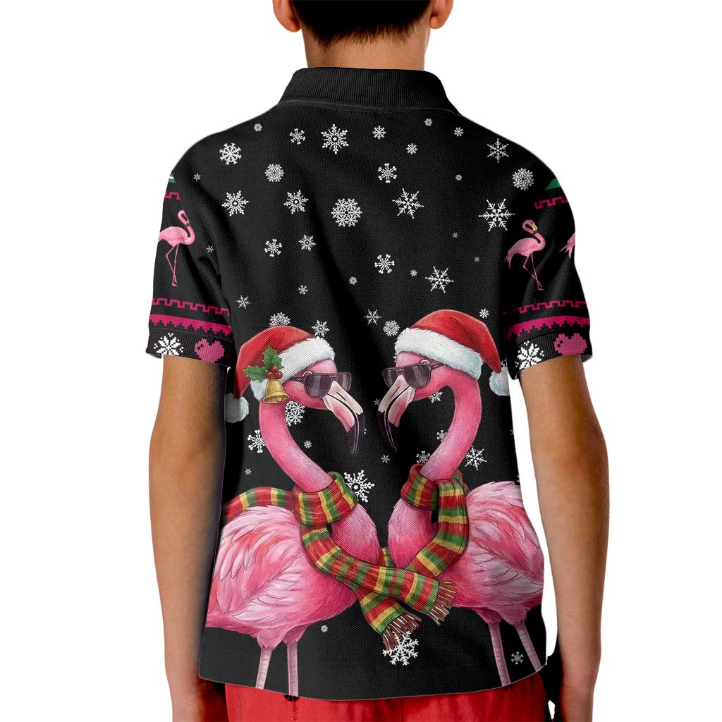 Flamingo Couple Christmas Kid Polo Shirt Xmas Holiday Patterns - Wonder Print Shop