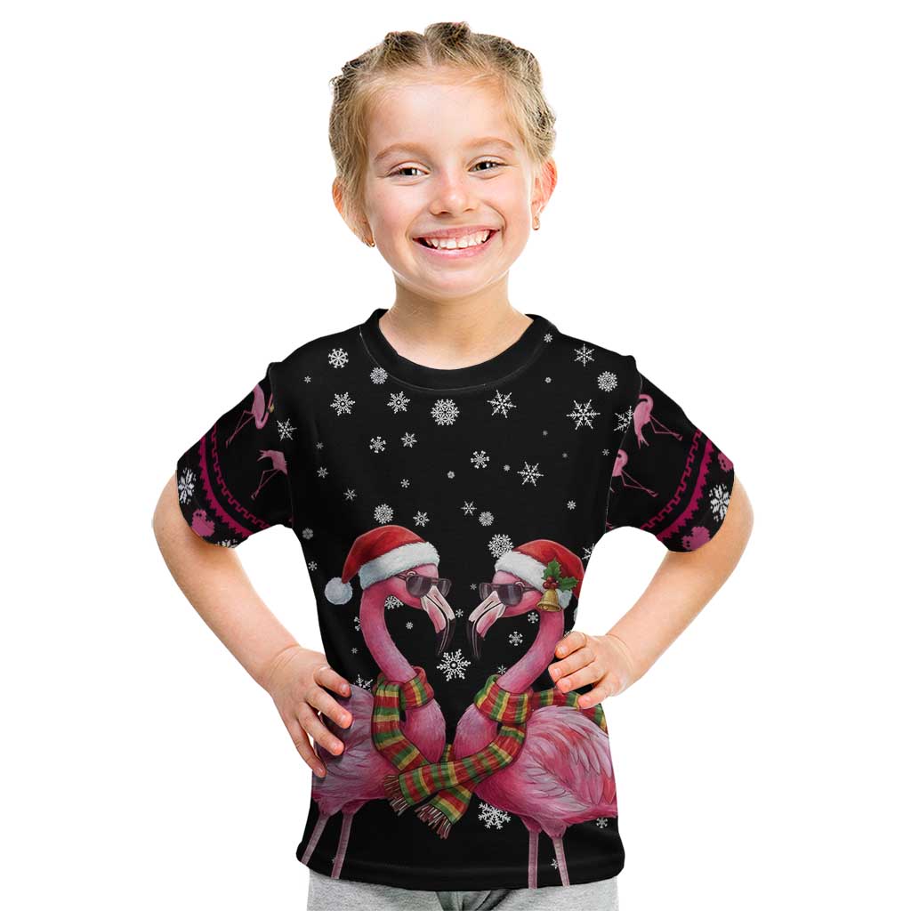 Flamingo Couple Christmas Kid T Shirt Xmas Holiday Patterns - Wonder Print Shop