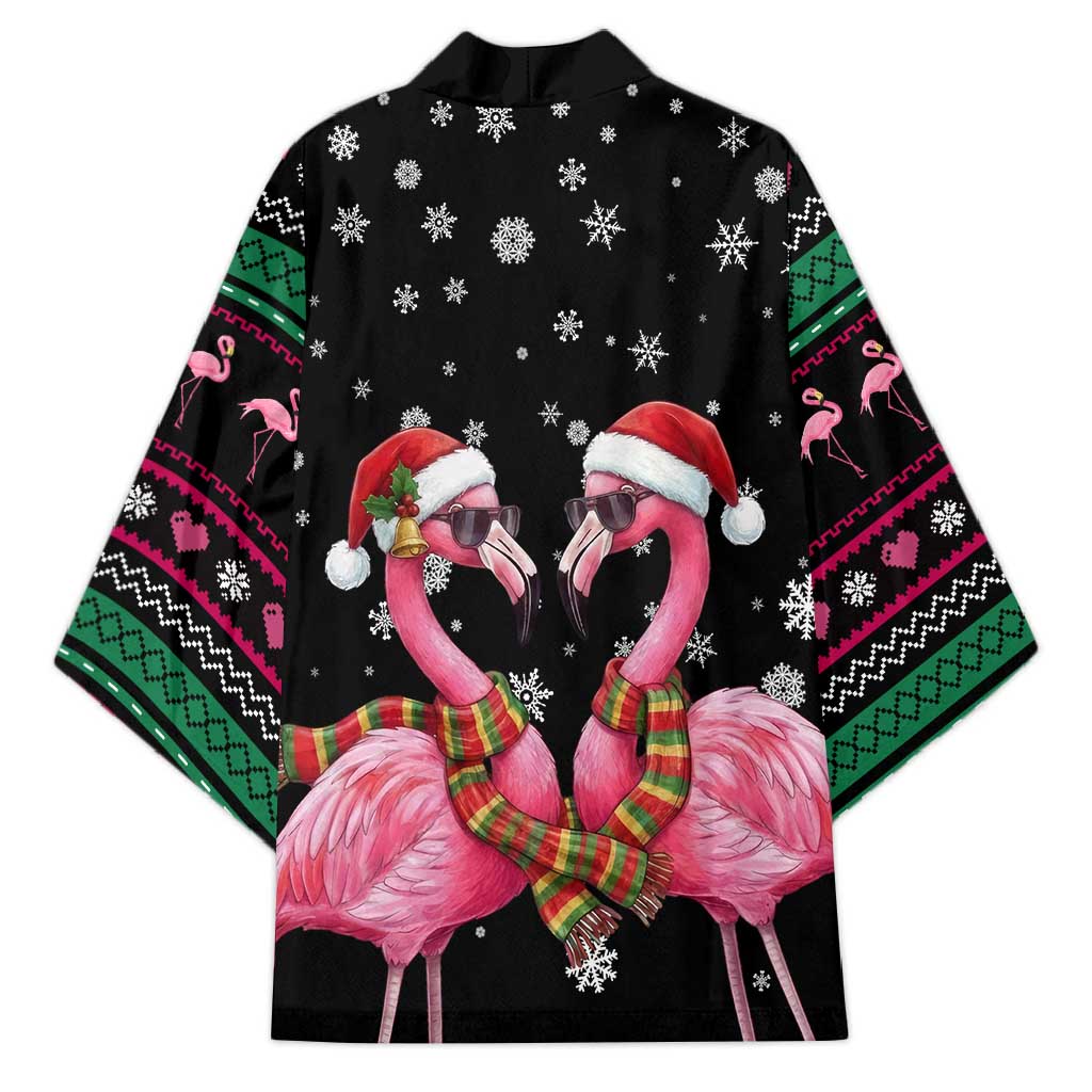 Flamingo Couple Christmas Kimono Xmas Holiday Patterns - Wonder Print Shop