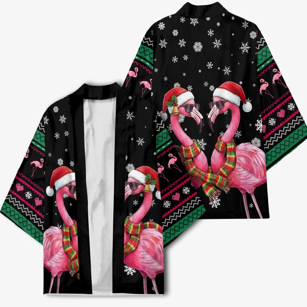 Flamingo Couple Christmas Kimono Xmas Holiday Patterns - Wonder Print Shop