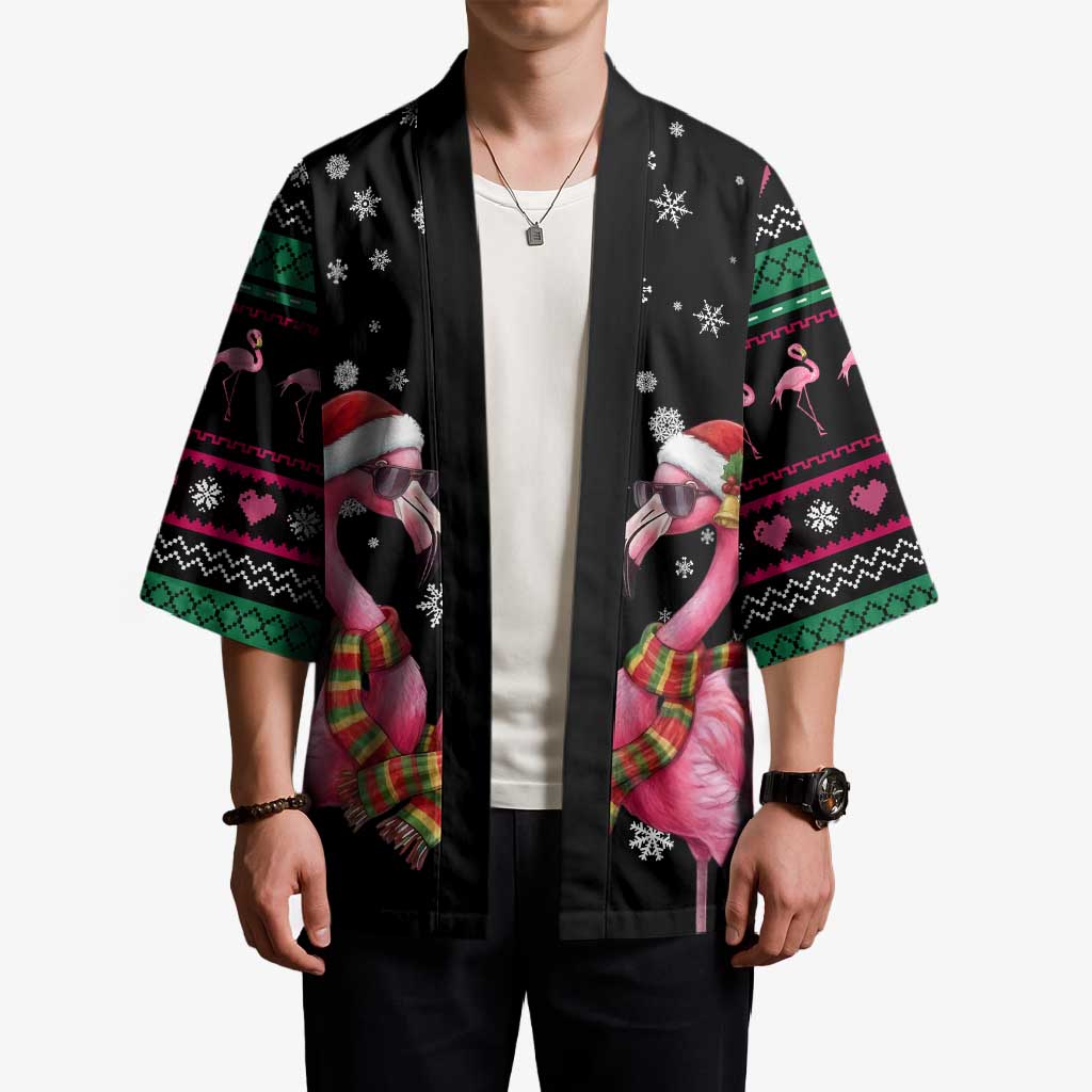 Flamingo Couple Christmas Kimono Xmas Holiday Patterns - Wonder Print Shop