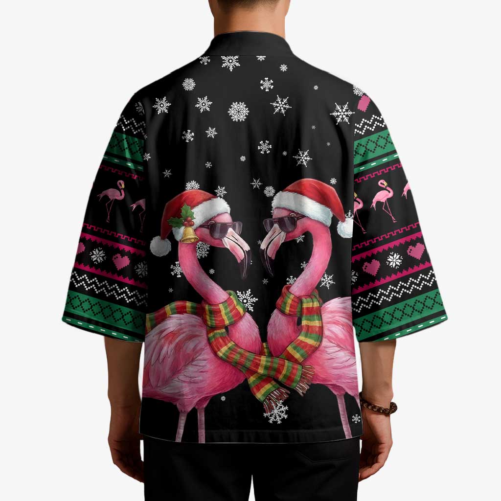 Flamingo Couple Christmas Kimono Xmas Holiday Patterns - Wonder Print Shop