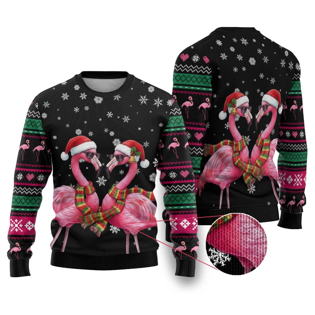 Flamingo Couple Christmas Ugly Christmas Sweater Xmas Holiday Patterns - Wonder Print Shop