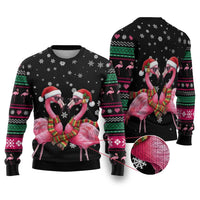 Flamingo Couple Christmas Ugly Christmas Sweater Xmas Holiday Patterns - Wonder Print Shop