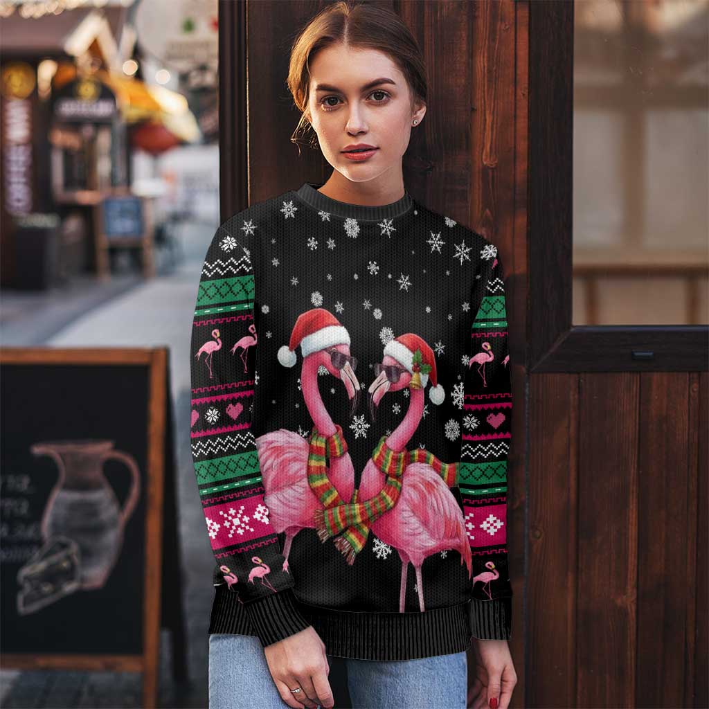 Flamingo Couple Christmas Ugly Christmas Sweater Xmas Holiday Patterns - Wonder Print Shop
