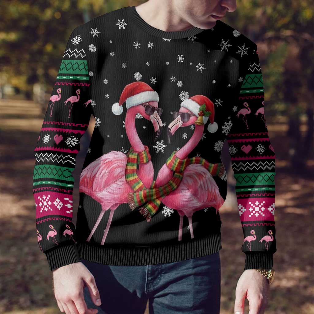 Flamingo Couple Christmas Ugly Christmas Sweater Xmas Holiday Patterns - Wonder Print Shop