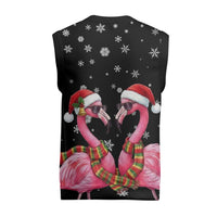 Flamingo Couple Christmas Knitted V-Neck Vest Xmas Holiday Patterns - Wonder Print Shop