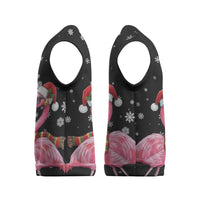Flamingo Couple Christmas Knitted V-Neck Vest Xmas Holiday Patterns - Wonder Print Shop