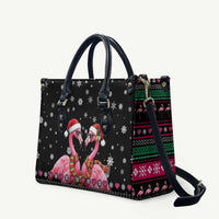 Flamingo Couple Christmas Leather Bag Xmas Holiday Patterns - Wonder Print Shop